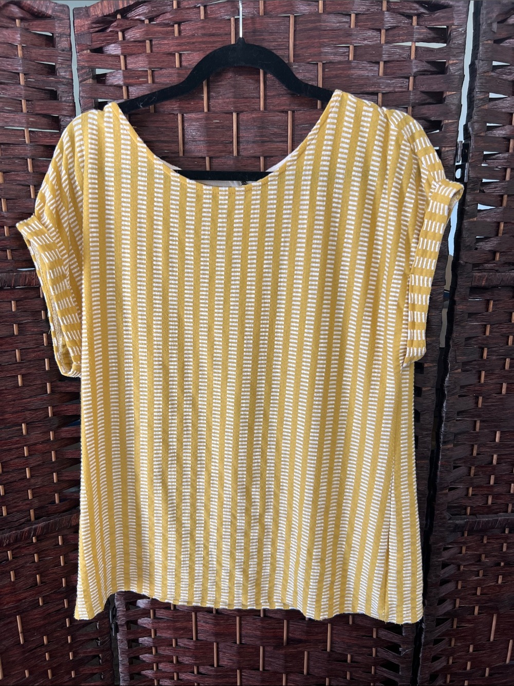 Women's Mustard Stripe Short-Sleeve Top